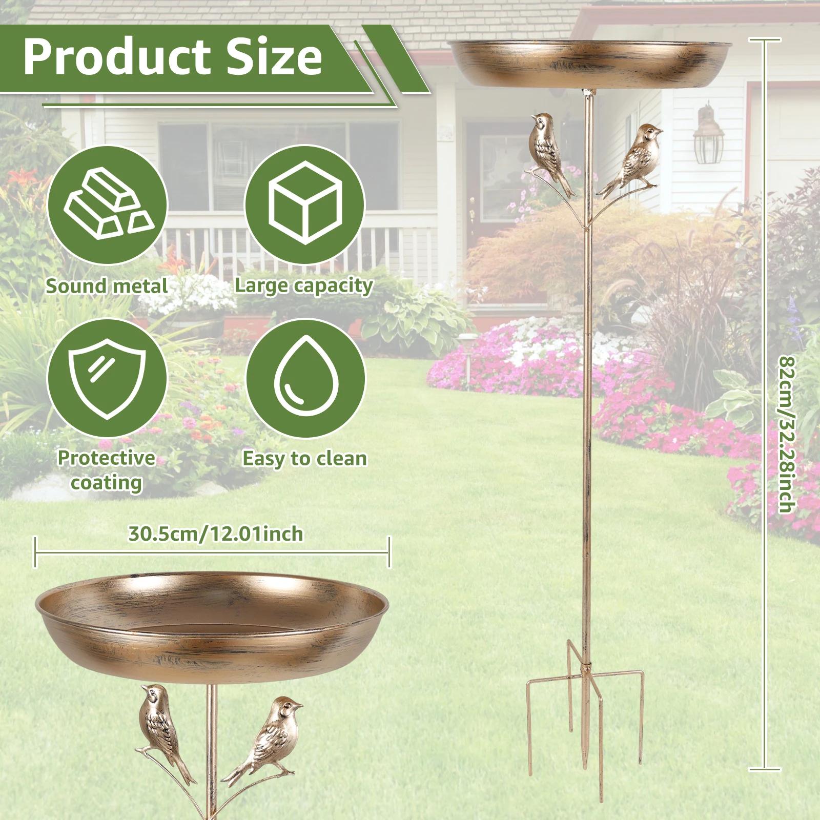 

Bird Feeder Standing Bath Iron Large Capacity Outdoor Bird Bath Tub With 5 Pronged Base Garden Decoration Bird Feeding Water