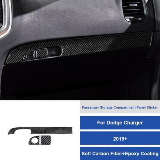 Carbon Fiber Car Front Passenger Dashboard Sticker For Dodge Charger 15-22 LHD