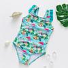 Flamingo Print Ruffled Strap One-Piece Swimsuit for Toddlers and Young Girls