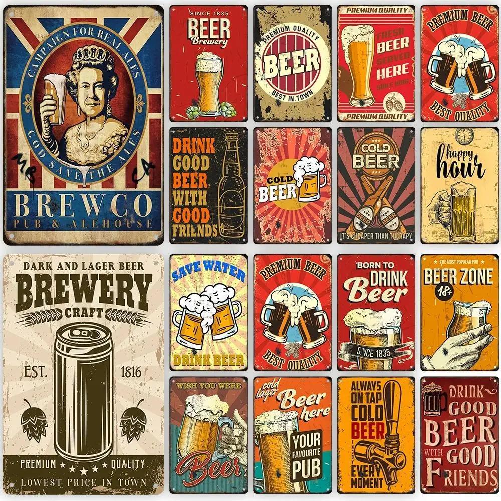 Cold Beer Posters Vintage Metal Tin Signs Drink Retro Bar Club Pub Restaurant Wall Art Decoration Plate