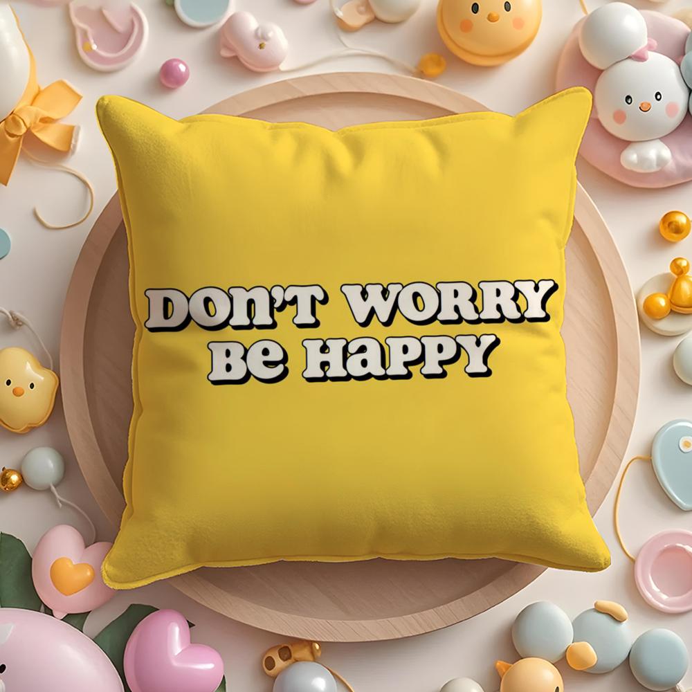 Yellow Printed Pillow Case Soft Plush Fabric Double-Sided Printed Cushion Cover Warm Winter Sofa Pillow Case