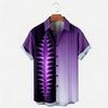 Retro Contrasting Vertical Stripe Shirt Gold Totem Short Sleeved Men's Loose Summer Daily Shirt