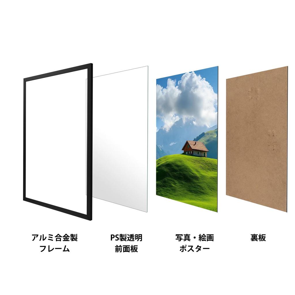 Wtrgas Photo Frame A2 Poster Size Photo Frame Wall Hanging Black 1 Piece 42x59.4CM