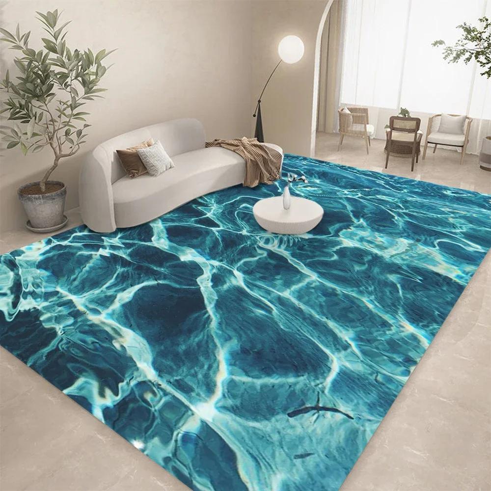 3D Ocean Seawater Beach Water Area Rug,Carpet Rug for Living Room Bedroom Sofa Doormat Decor,Kid Play Crawl Non-slip Floor Mat
