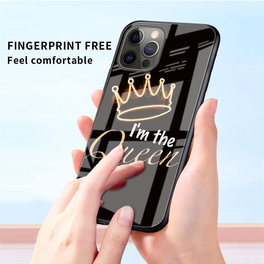 Glass Case For Apple iPhone 14 13 11 12 Pro 7 XR X XS Max 8 6 6s Plus SE 2022 13Pro Tempered Phone Tampa Cute Mom Queen Princess