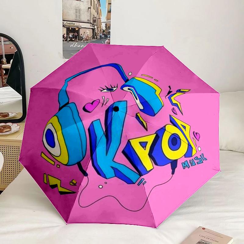Love Kpop Music Festival Umbrella 8-Frame for Travel, Camping, Casual Lightweight Portable Umbrella, Essential for Every Family Holidays Gift