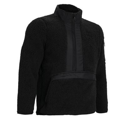 Solid Color Logo Pattern Label Splicing Zipper Fleece Stand Collar Pullover Long Sleeve Sweatshirt Men Sweatshirt Black 1373847-001