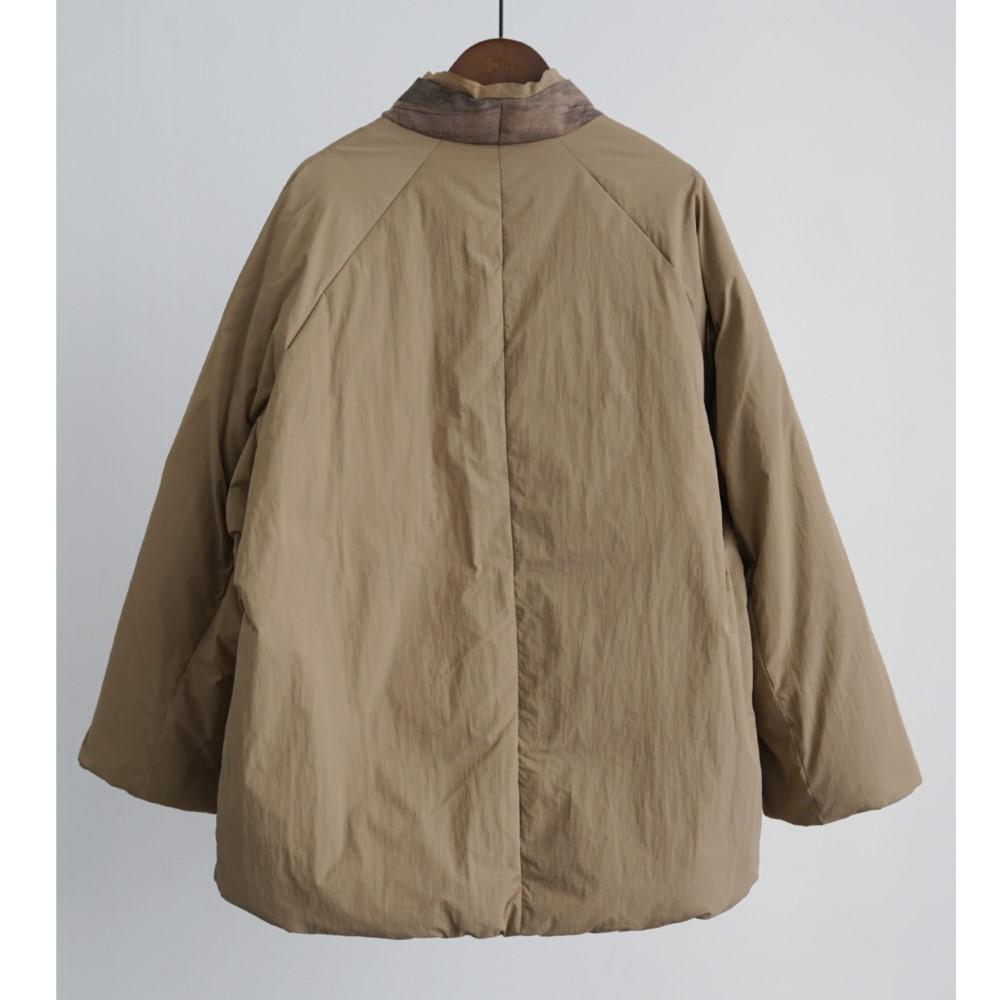 Johnature Women Vintage Winter White Down Coats Belt Patchwork Color Bandage Chinese Style Long Sleeve V-Neck Coat