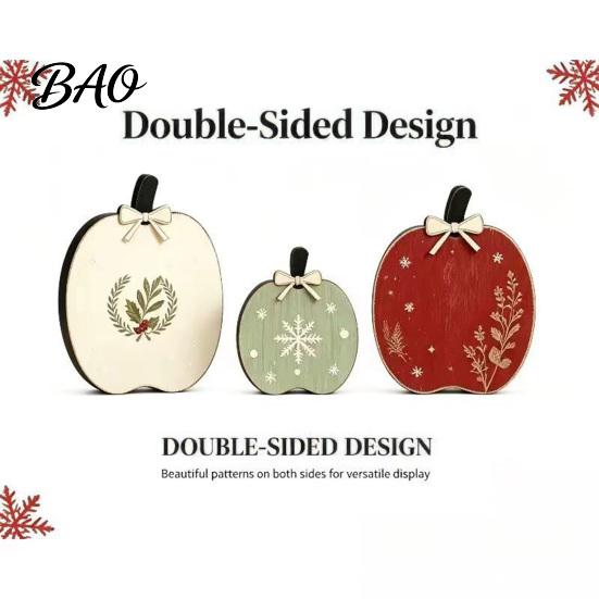 Christmas Farmhouse Mantel Accents 3Pcs/Set Wooden Ornaments, Rustic Gingerbread Man Tree Tiered Tray Freestanding Ornaments Decor, Centerpieces