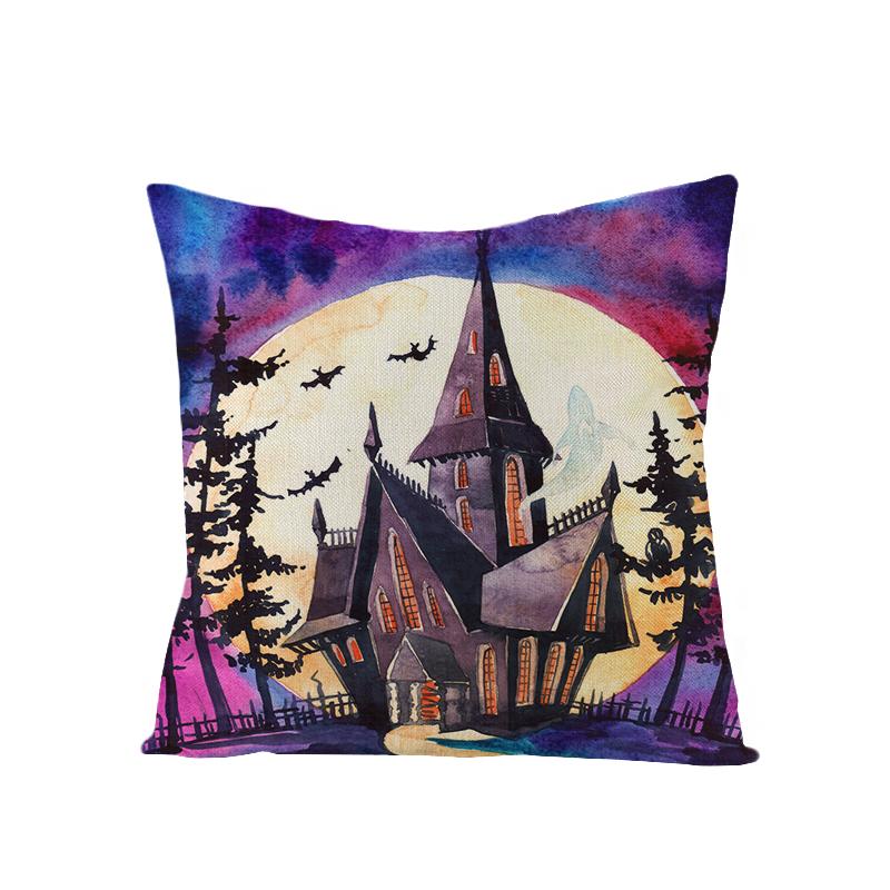 Old Castle Dragon Boat Moon Pumpkin Cushion Cover Horror Pattern Sofa Throw Pillows Living Room Halloween Decorative Pillowcase