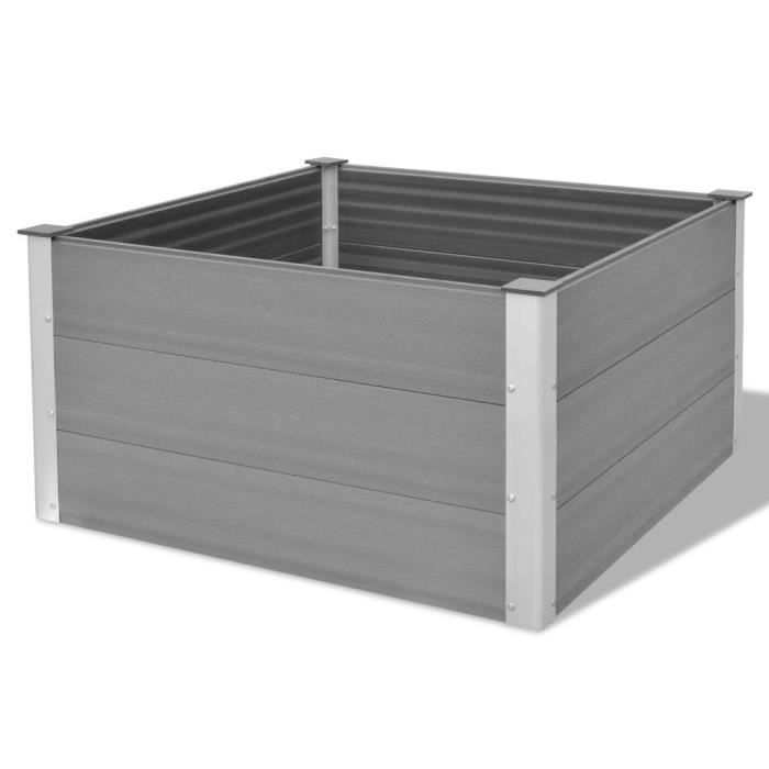Jardinière - WPC - 100 x 100 x 54 cm - Gris - Composite bois-plastique - Carré