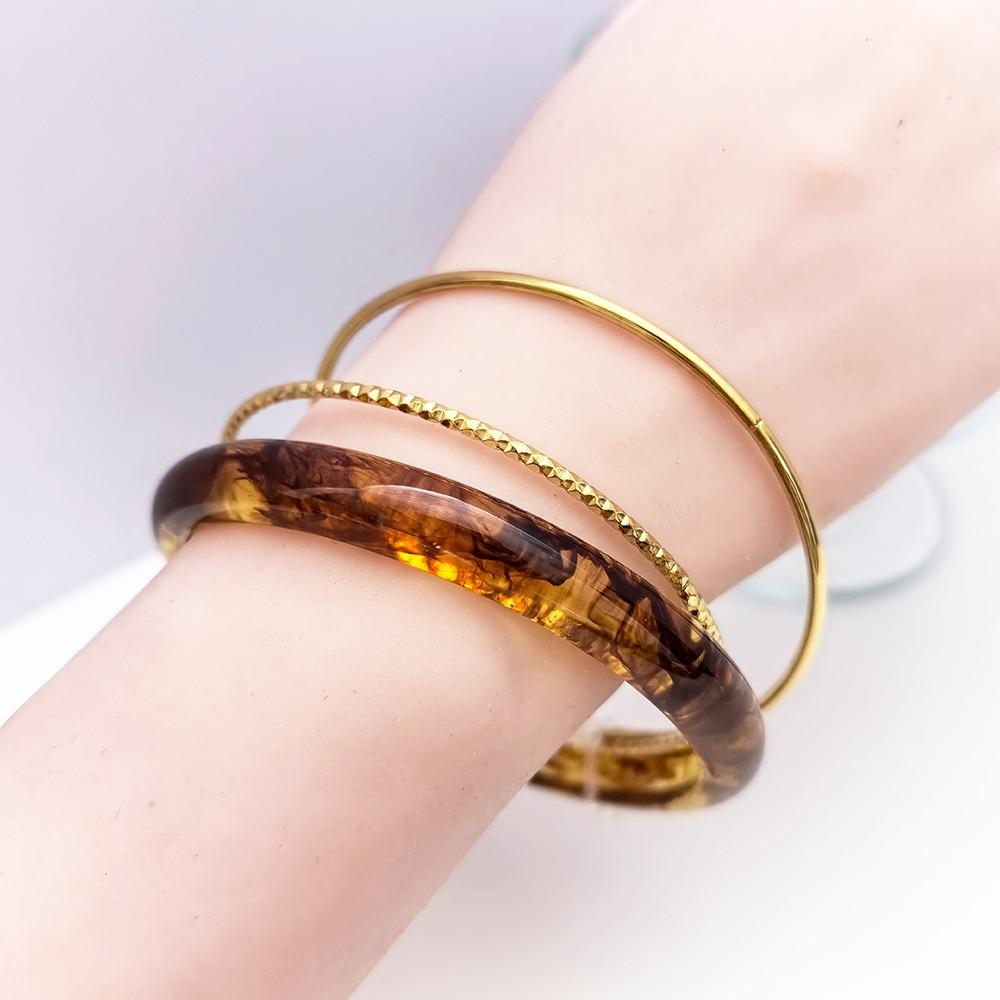 3Pcs/set Vintage Simple Round Bracelets Bohemian Retro Hand Ring Acrylic Smudging Bangles  Gift