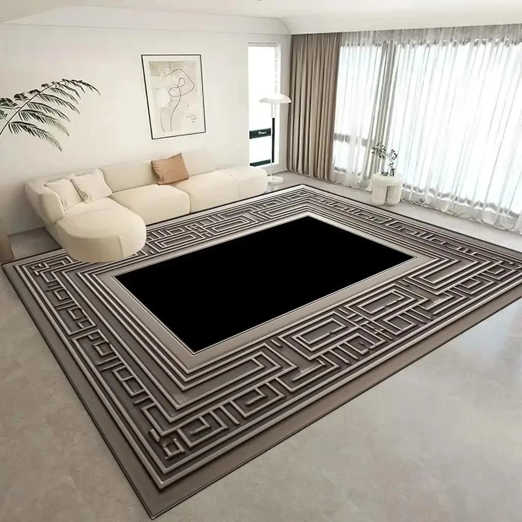 Minimalistisch Zwart Wit Vloerkleed, Wasbare Antislip Zachte Vloermat Woonkamer Huisdecoratie 120X160CM
