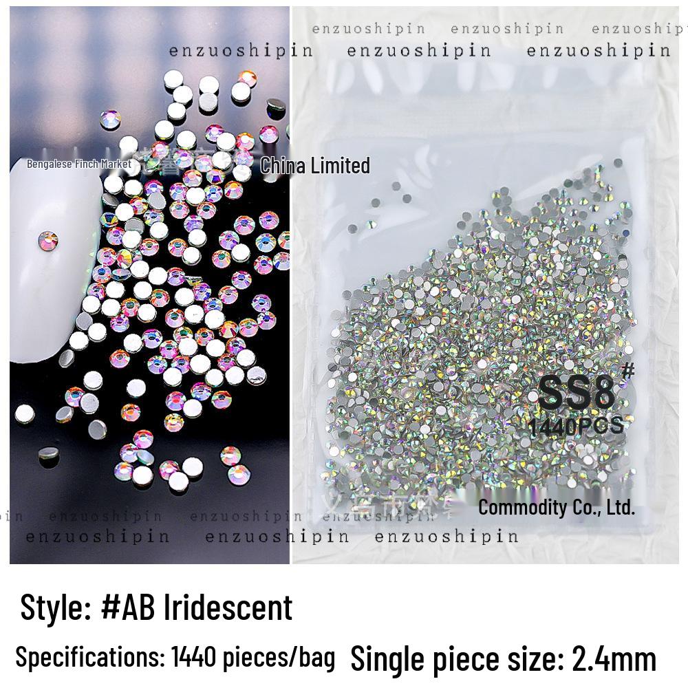 Super Shiny Nail Art Rhinestones: Clear White AB Color, Flat-Back, Various Sizes Round Decorations