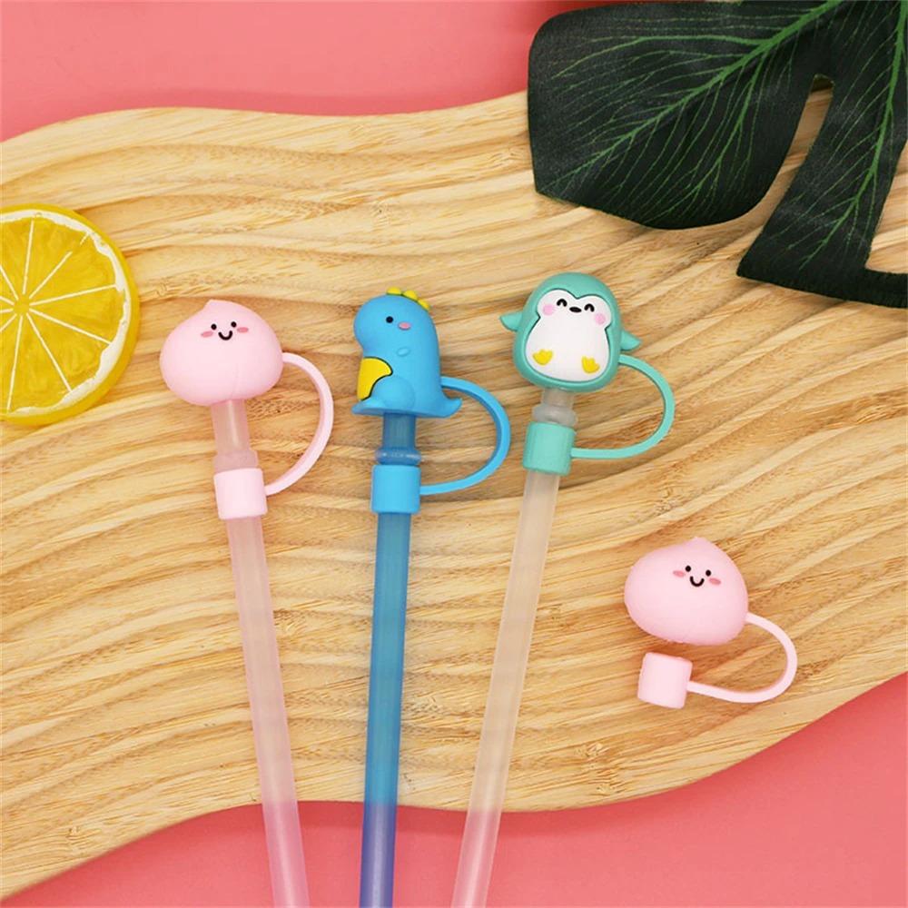 Cartoon Straw Sealing Tools Silicone Straw Tips Drinking Dust Splash Proof Plugs Cover Creative Cup Accessories 6-8mm