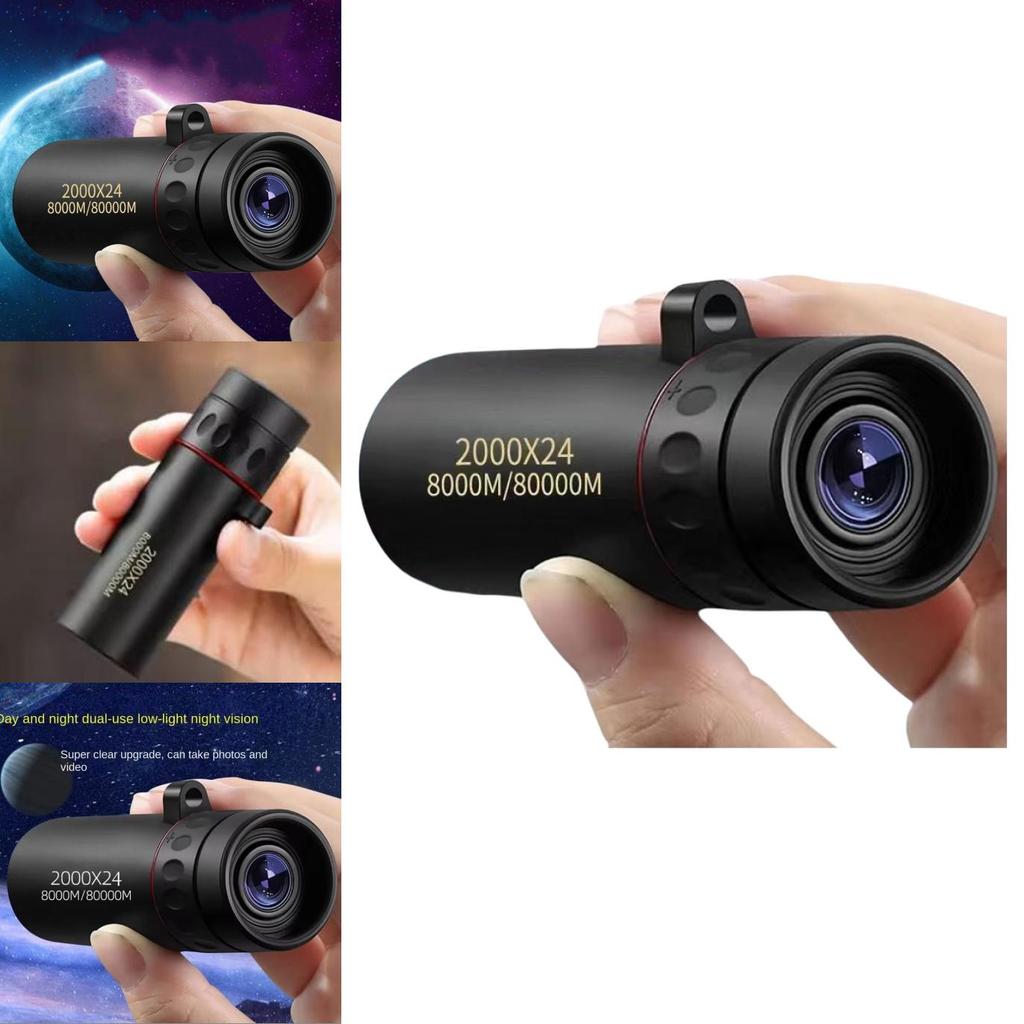 Hög effekt 2000x24 Monokulärt teleskop med universell telefonadapter för campingresor