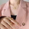 French Vintage Irregular Love Rose Hollow Pendant Flower Ring Necklace Titanium Steel Gold Plated Jewelry Set