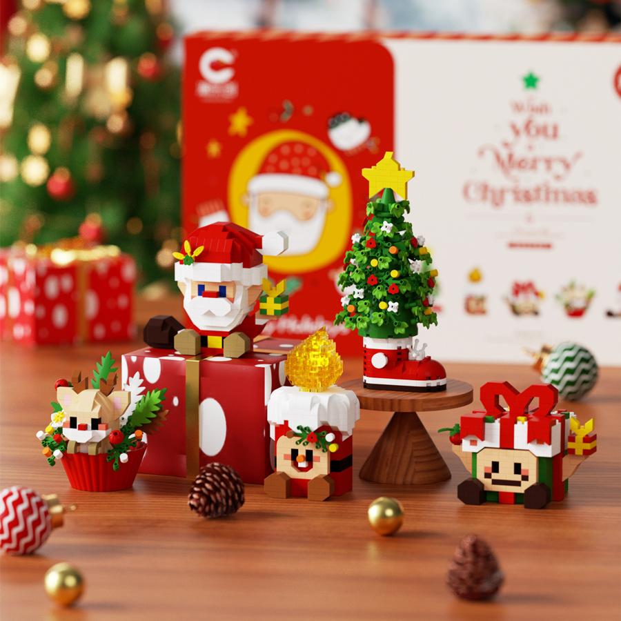 1881 Teile Weihnachtsgeschenkbox Kinderspielzeug Bausteine Mikrosteine DIY Lernspielzeug Weihnachtsmann Weihnachtsdekoration