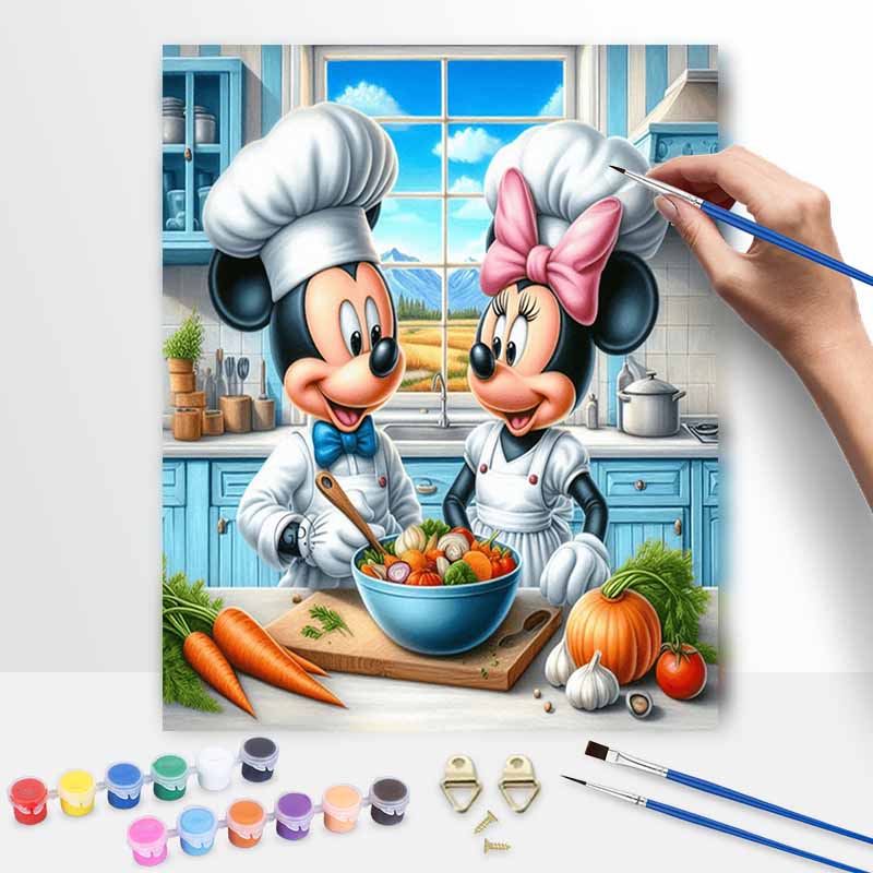Disney oil painting painting kit Mickey Minnie kitchen wall decoration creative handmade gift