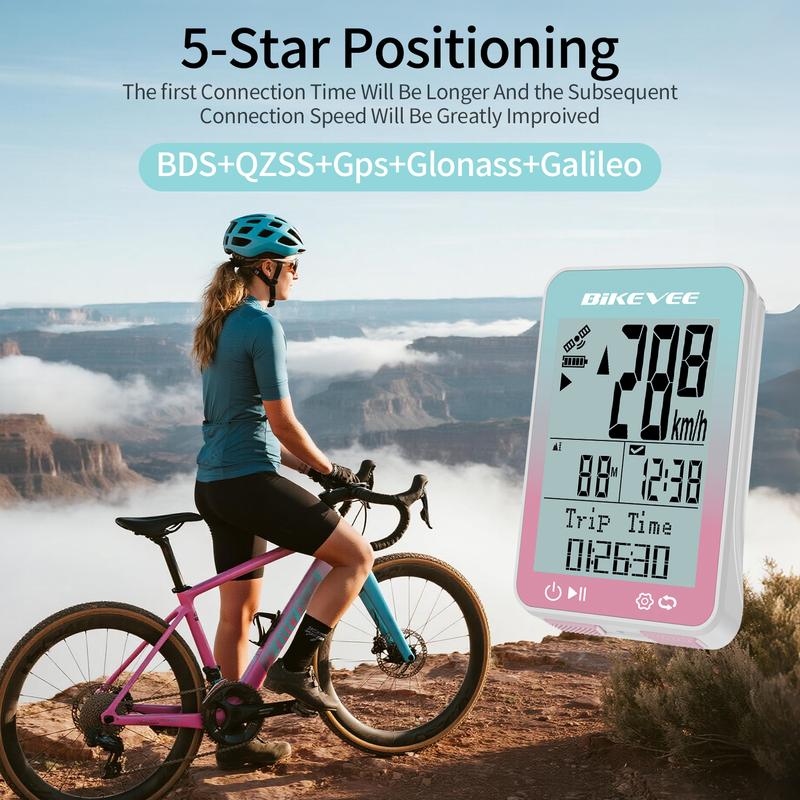Neuester mehrsprachiger kabelloser GPS-Fahrradcomputer MPH KM/H Fahrrad-Tachometer Kilometerzähler Stoppuhr mit automatischer Start/Stopp-Funktion und Hintergrundbeleuchtung