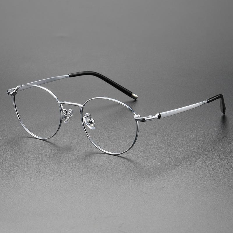 Bai Jingting With Ultra-Light Pure Titanium Round Frame Myopia Glasses Frame Anti-Blue Flat Light Glasses 01720