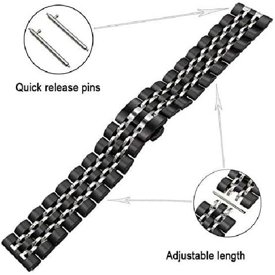 Band Compatible for Galaxy Watch 46mm / Galaxy 3 45mm, 22mm Solid Stainless Steel Metal Replacement Strap for Samsung Gear S3 Frontier/Classic/Moto