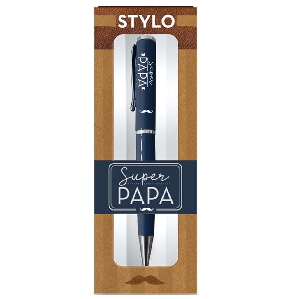 Les Trésors De Lily [A3238] - Stylo créateur 'Super Papa' bleu - 14 cm
