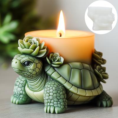 3D Succulent Plant Turtle Candle Silicone Mold Succulent Flower Turtle Candle Silicone Mold Turtle Cylindrical Resin Gypsum Mold
