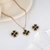 Korean Style Four-Leaf Clover Luxury Pendant Necklace & Earrings Set for Women - Elegant, High-End, Versatile Clavicle Chain.