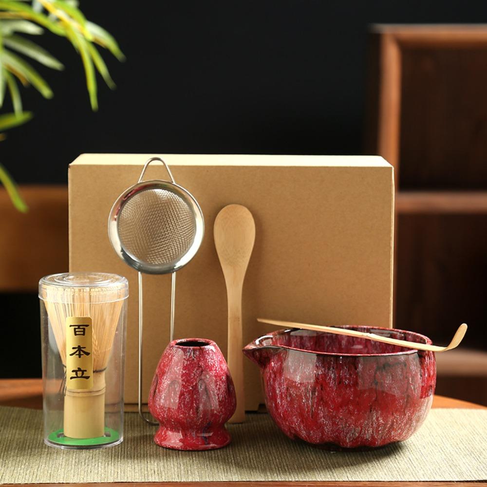 

6 Piece/Set Ceramic Japanese Matcha Tea Set Kiln-change Color Matcha Bowl Business Gifts Style F