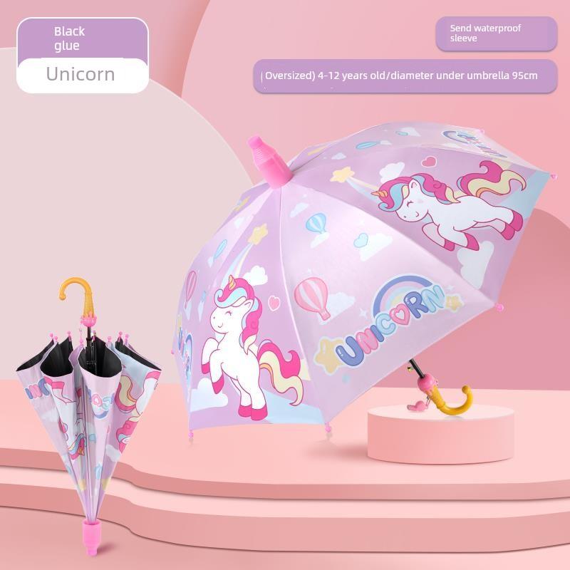 Children's Long-Handled Umbrella, Sun Protection, Uv Protection, Rain or Shine Use, Special Cartoon Design for Primary School Students and