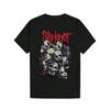 Men s Slipknot Graphic Tee - Casual Black Polyester T-Shirt with Skull Design  Round Neck  Machine Washable for Summer