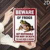 Vintage Frog Warning Metal Sign, Funny Wall Art, Distressed Iron Plaque, Rustic Bar Decor Gift