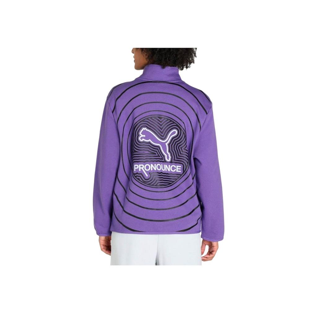 Puma X Pronounce Half-Zip Stand Collar Sport Pullover With Large Back Logo Women Tops Violet 534040-74