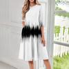Women's Casual Fashion Round Neck Three Quarter Sleeve Print Midi Dress