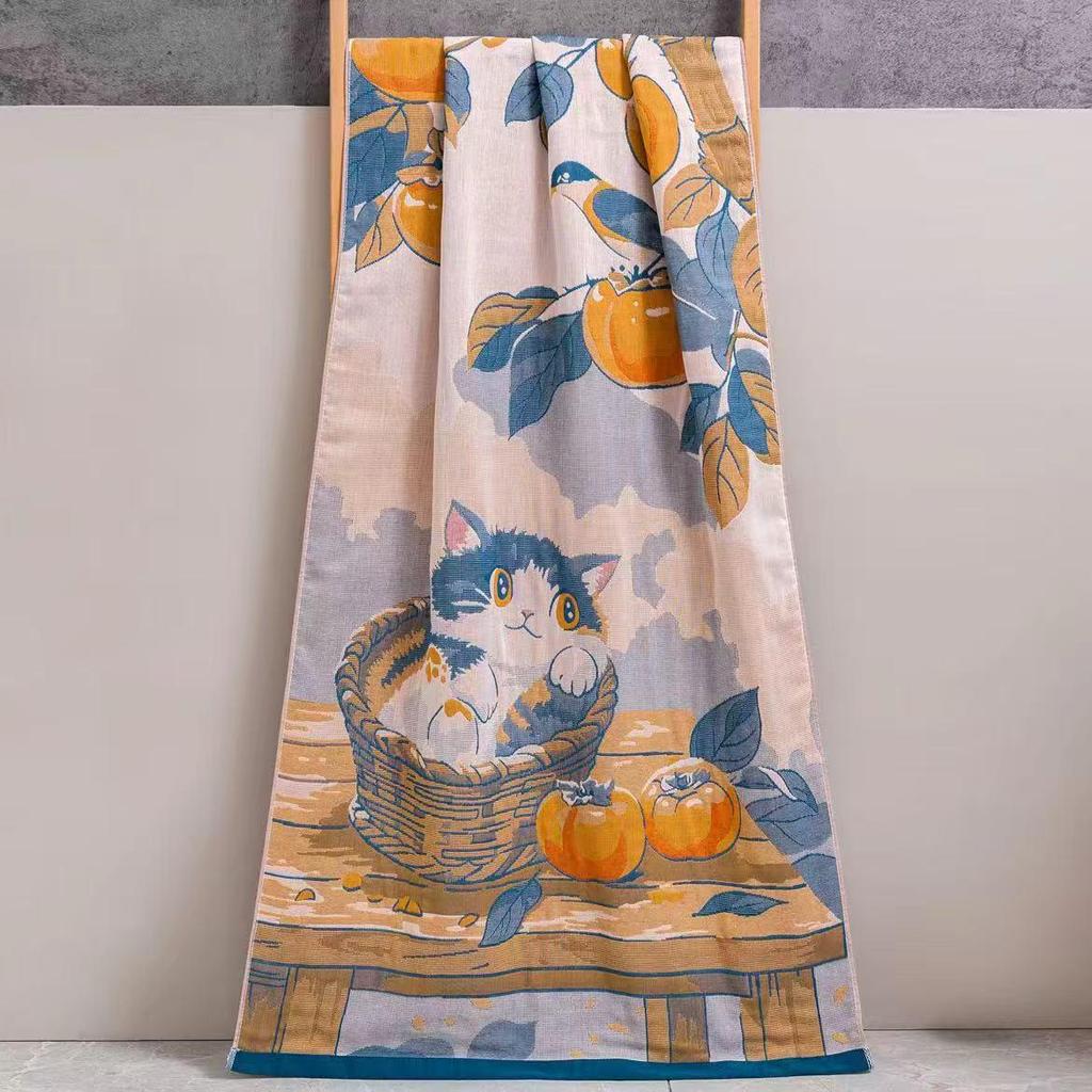 Extra Large Cotton Gauze Cartoon Bath Towel - Soft, Quick-Drying for Adults & Kids