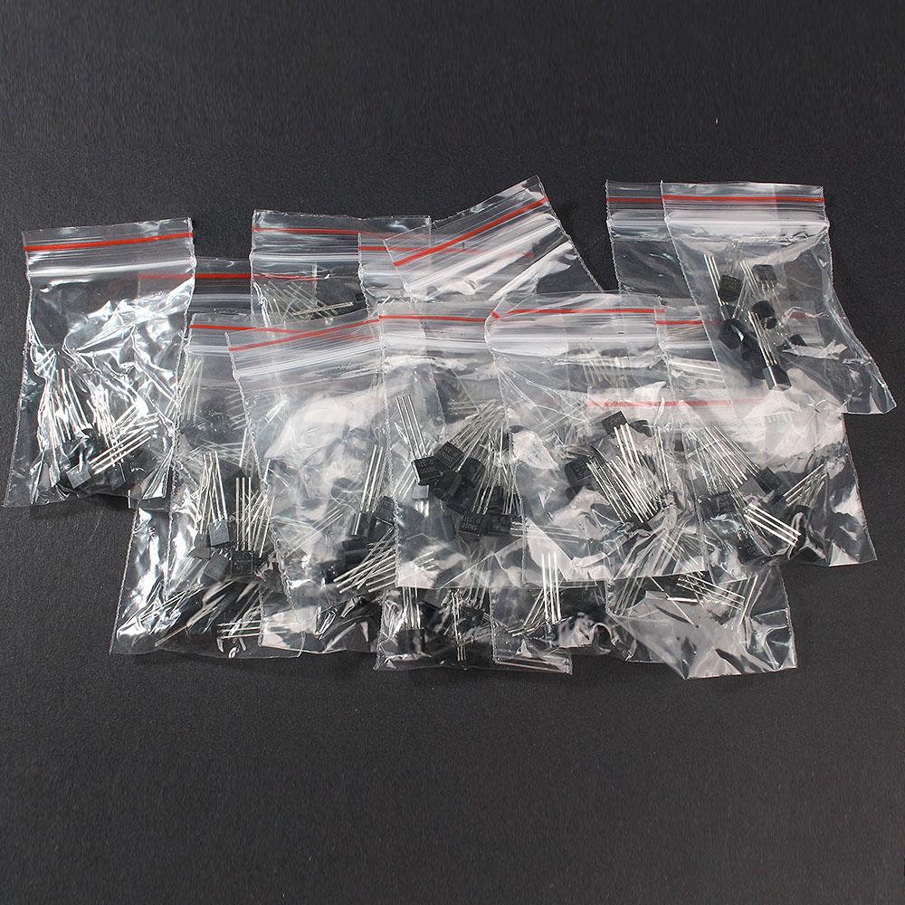 160/170/600 Stück Transistor-Sortiment-Kit - 15, 16, 17 Werte PNP NPN Set Inklusive S9012, S9013, 2N2222, S9015, S9018 TO-92