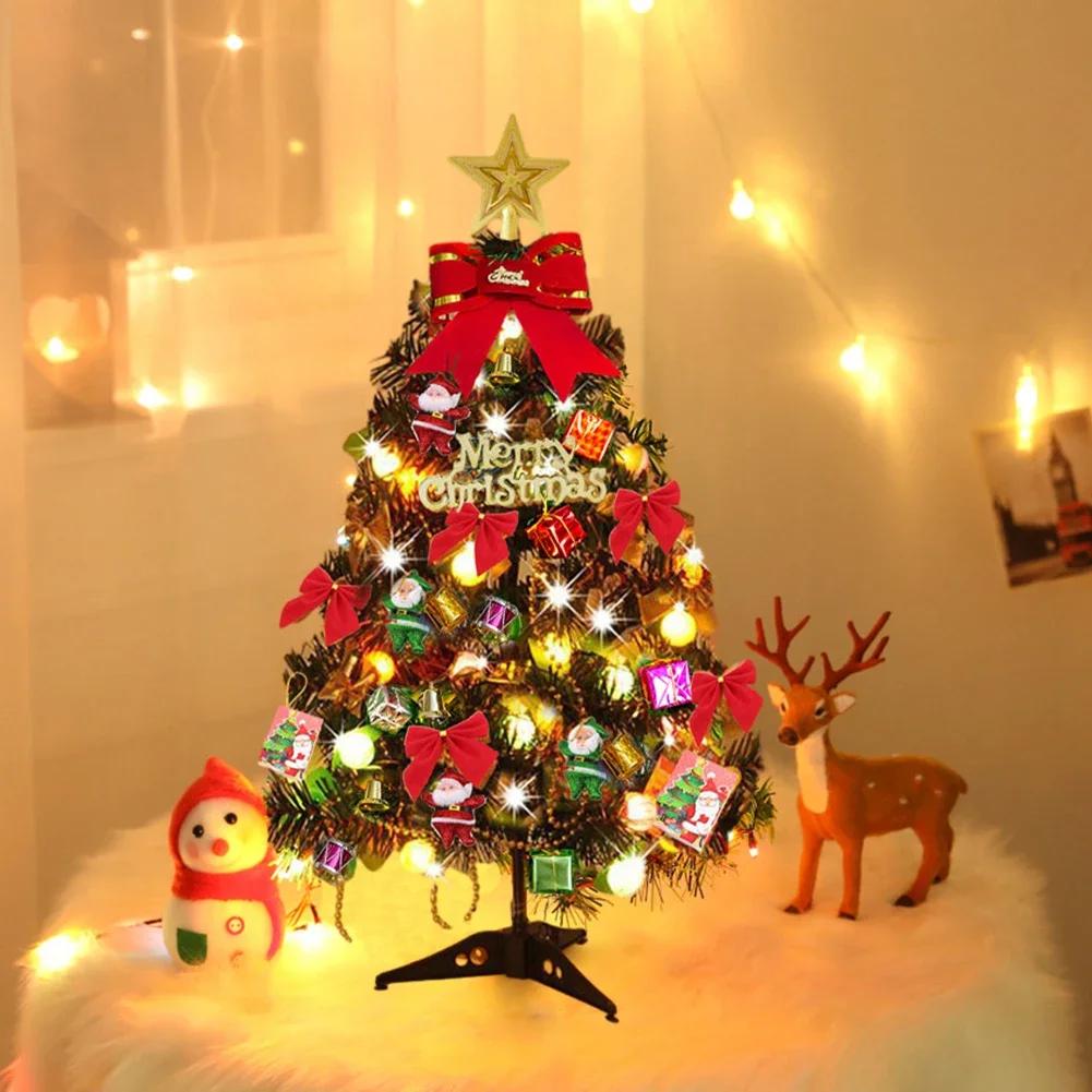50cm Sada vánočního stromku Vánoční dekorace se světýlky Stolní mini vánoční stromek ozdoby Dekorace na novoroční párty Dárek Navidad