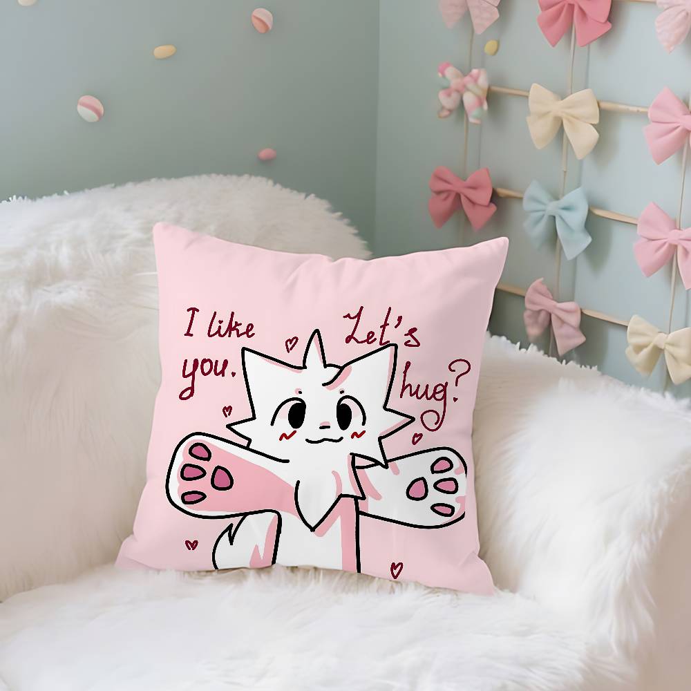 BBoykisser Silly Cat Case Plush Fabric Soft Pillowcase Double Sided Print Cushion Cover Household Gifts