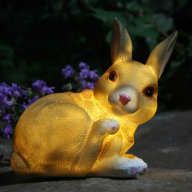 Outdoor Solar Power Yard Animal Ornament Lamp LED Garden Landscape Lamp Rabbit Owl Snail Puppy Night