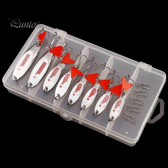8Pcs 7/10/14/18G Fishing Spoon Lure with Sharp Hook Pike Bass Crappie Walleye Metal Spinner Sequin Jigging Swimbait Saltwater Freshwater Fishing