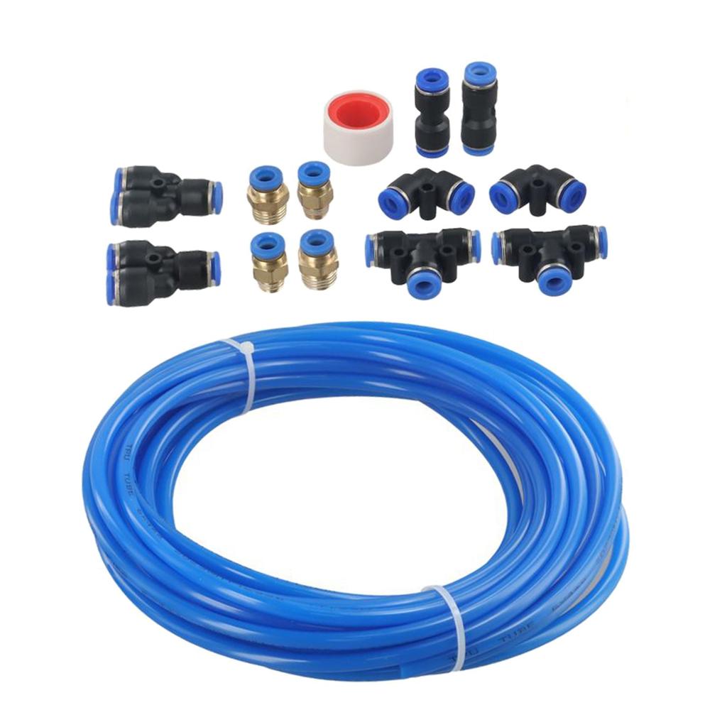 Pneumatic 6mm OD 4mm ID Polyurethane PU Air Hose Pipe Tube Kit, 10 Meter / 32.8ft