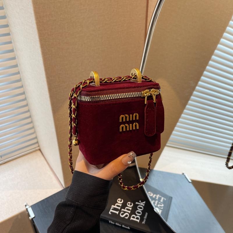 Frosted new chain miu French box bag niche texture women's small square bag personalized shoulder messenger bag