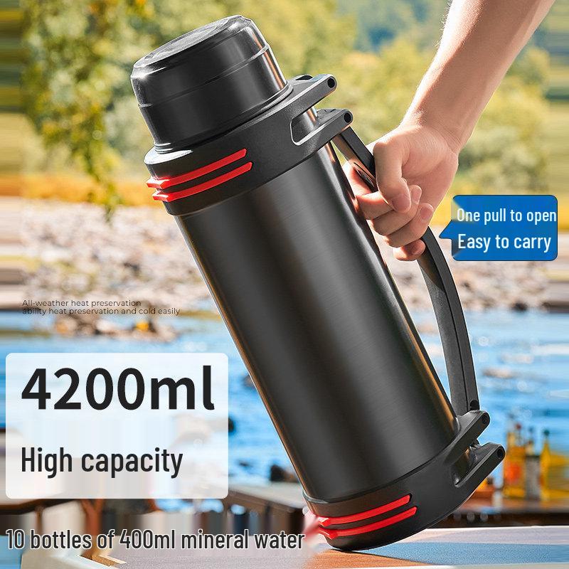 Stainless Steel Outdoor Thermos Bottle with Strap - Large Capacity, Portable, Insulated for Sports & Climbing