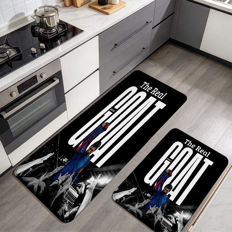 Messi poster Flannel Kitchen Mat Christmas Soft Area Rug Non Slip Floor Carpet Home Decoration