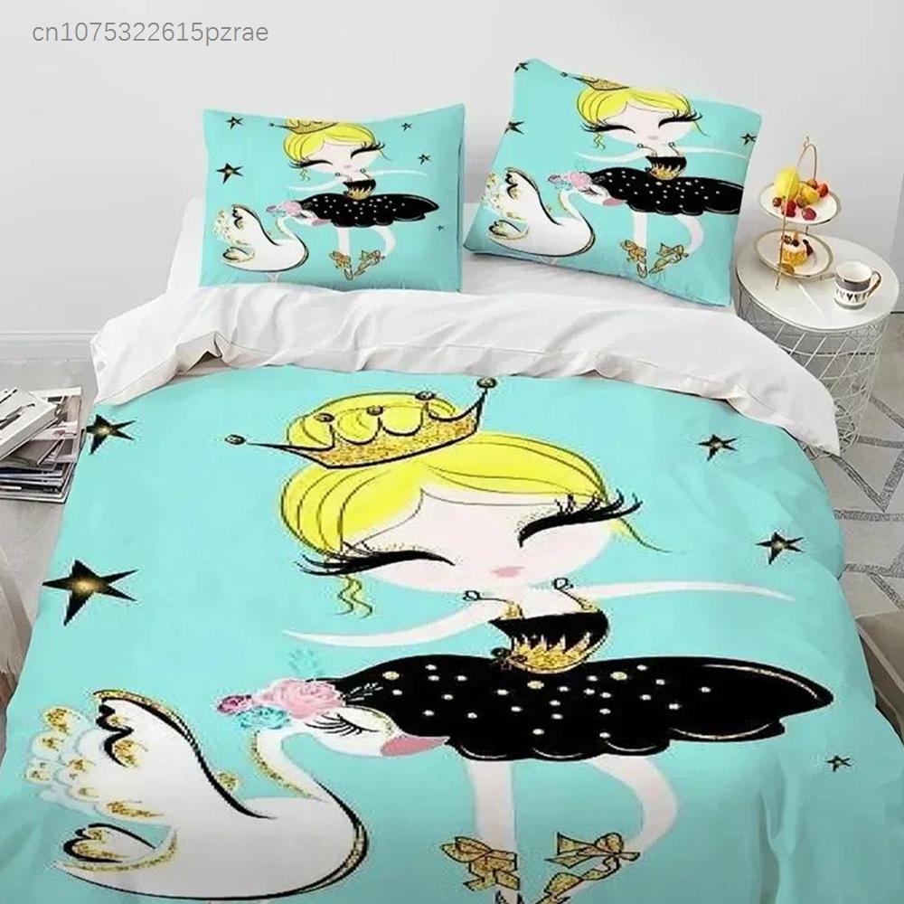 Cartoon Cute Ballet Girl Ballerina Bedding Set Bedroom Soft Modern Bedspreads Comefortable Duvet Cover Quilt Cover Pillowcase