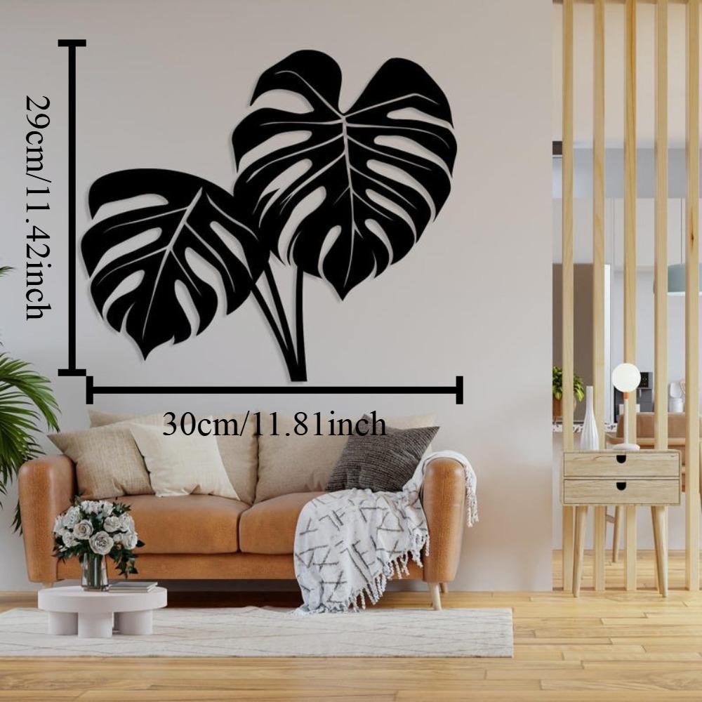 3D Металлическое Настенное Искусство Лист Монстеры Тропический Декор Дома Большая Железная Скульптура 12in