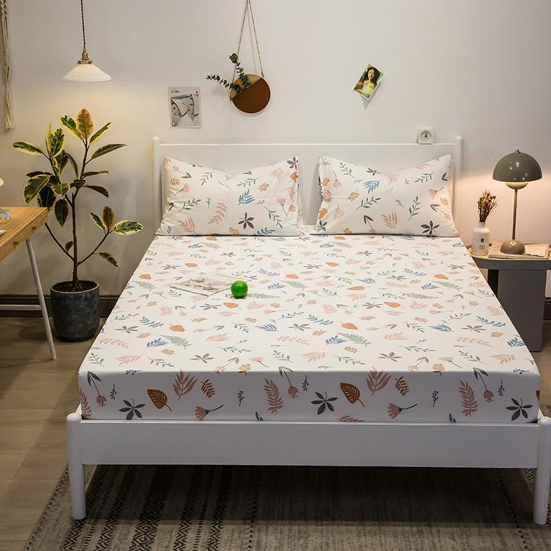Colorful Floral Fitted Sheet Set 100% Cotton Bedding Set 3Pcs Bed Cover Pillowcases Skin-friendly Breathable Bedroom Decor
