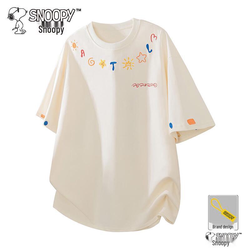 SNOOPY Men s Embroidered Short Sleeve T-Shirt 2XL абрикосовый