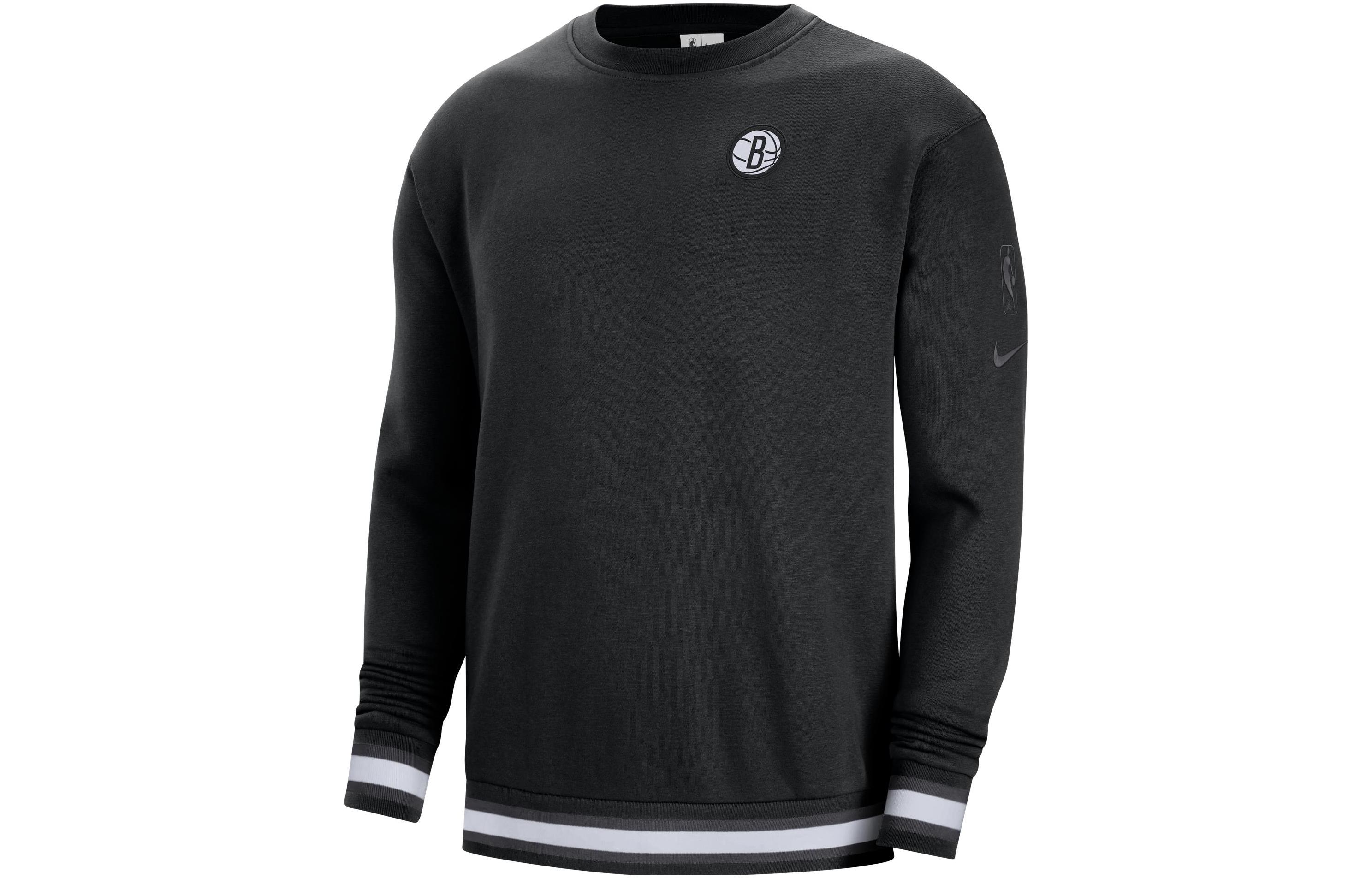 Nike NBA Brooklyn Nets, Fleece Lined Sports Crew Neck Pullover Long Sleeved Basketball Jersey Men s Black DR2280-010 XXXL